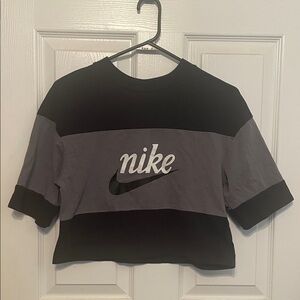 Nike Black and Gray Logo Crop Top